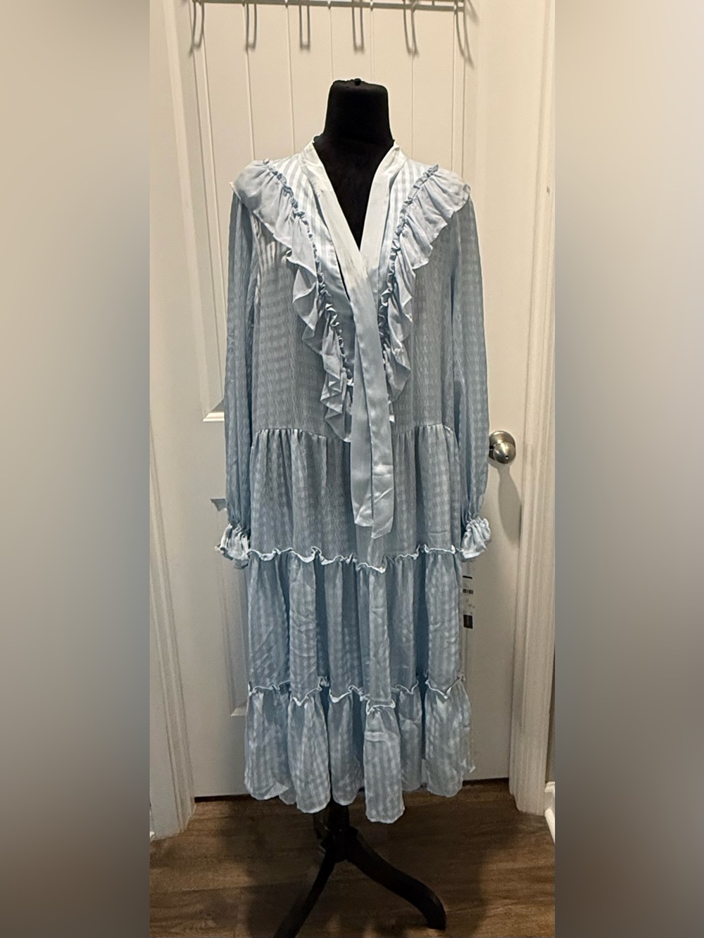 By Anthropologie Blue Ruffle Tiered Maxi Dress